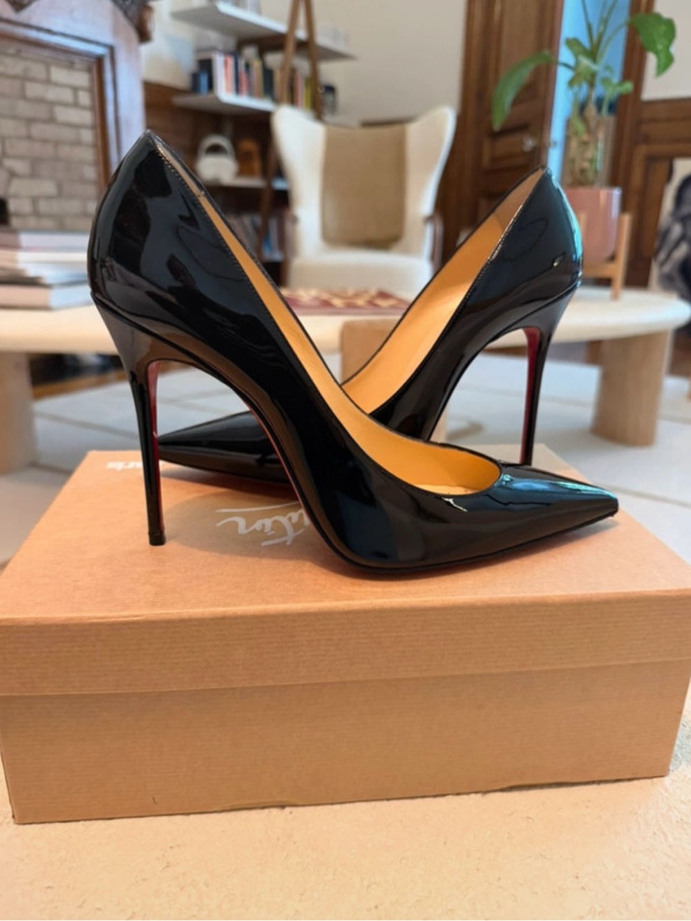 Christian Louboutin Black Patent Pointed Toe Stiletto Pumps